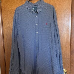 Ralph Lauren Navy Checkered Button Down Shirt